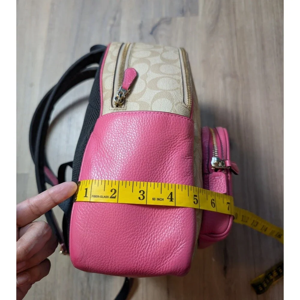 Coach 5671 Court Backpack Signature Canvas & Pebble Leather Light Khaki Petunia - Picture 9 of 12